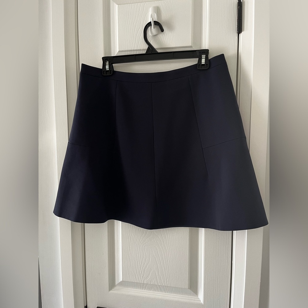 J.Crew Navy Blue Asymmetrical Seam A-Line Mini Skirt Size 10 Preppy Classic - Picture 2 of 7